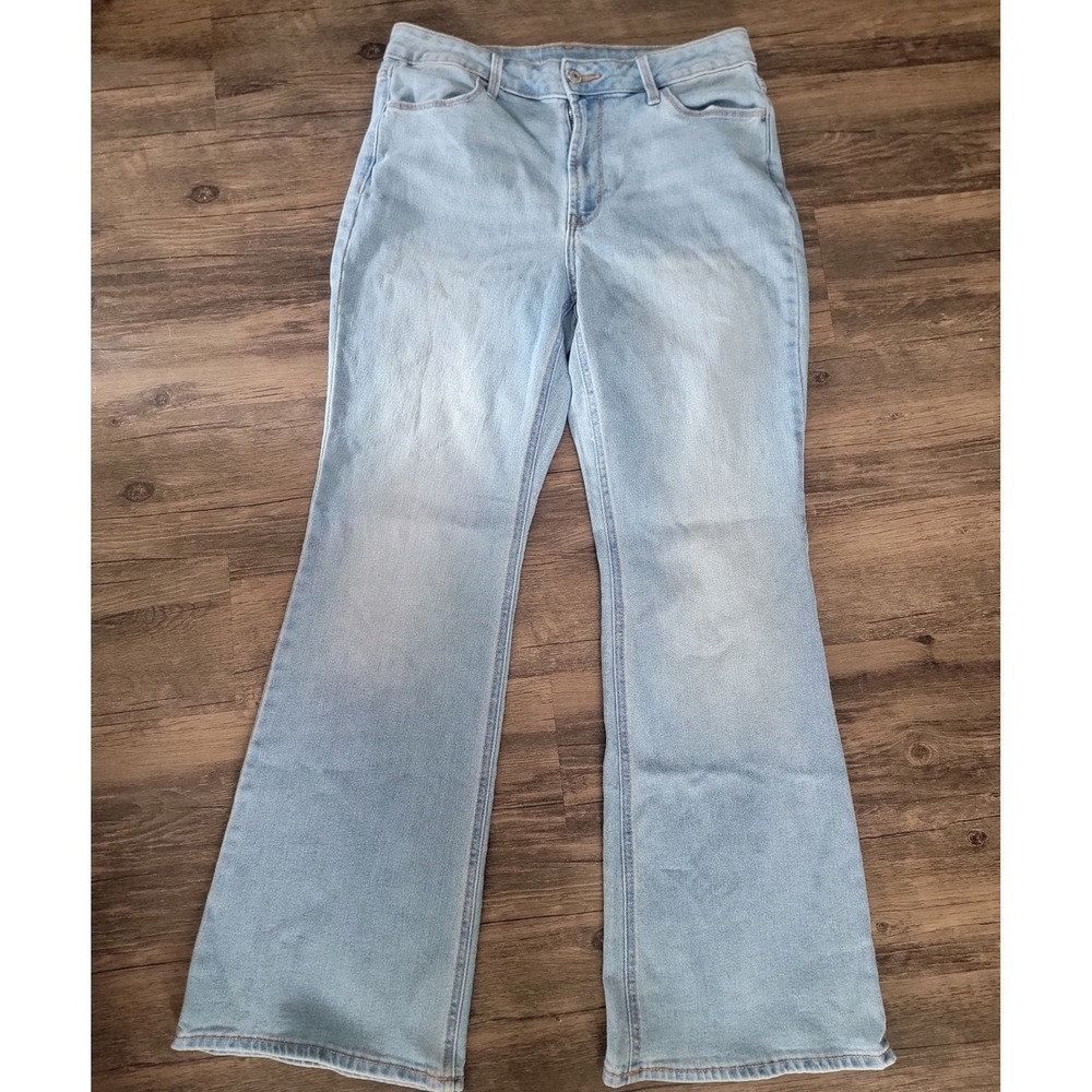 Old Navy Wow Flare Jeans High Rise Light Wash Hand Painted American Flag Size 10